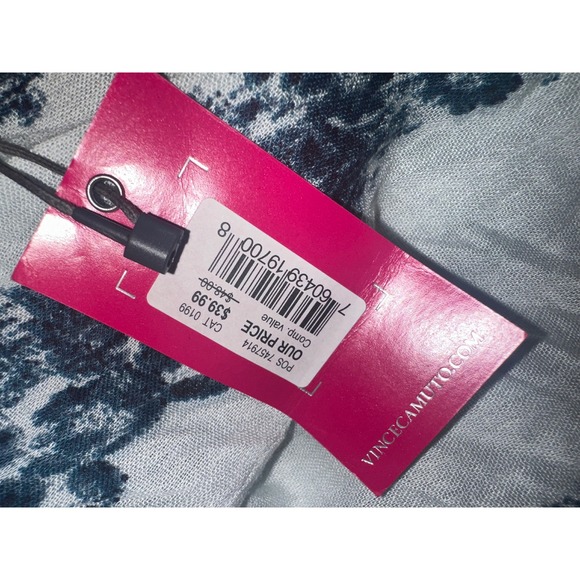 Vince Camuto Blue‎ White Tie Dye Tassel Kimono Cover Up Beach Pool Resort - Picture 7 of 8